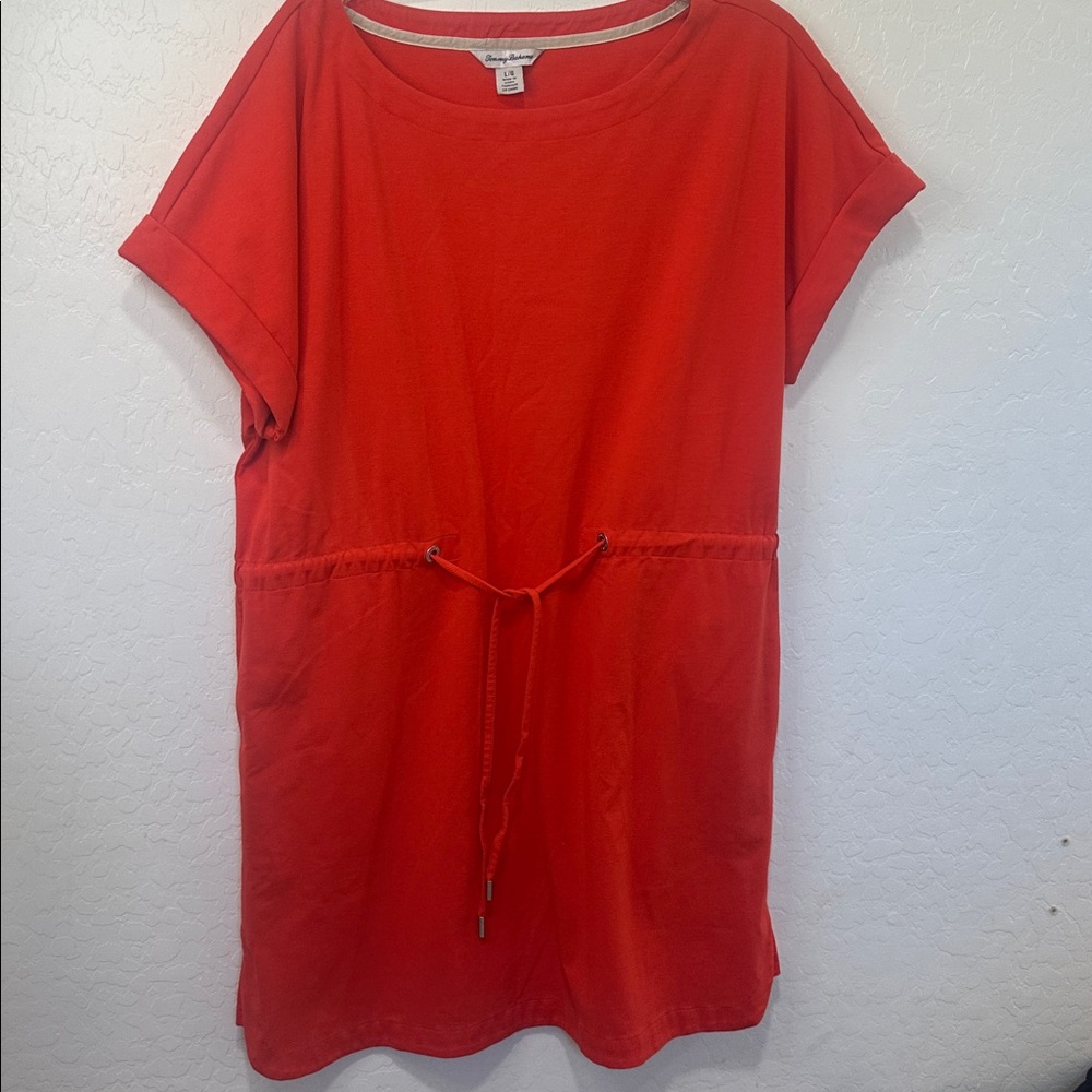 Tommy Bahama large Red Drawstring Waist dress active golf granola outdoors